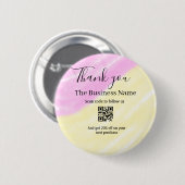 Scan QR to follow us thank you discount code pink 缶バッジ (正面&裏面)