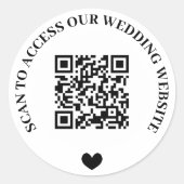 Scan To Accessの結婚WebサイトハートQRコード ラウンドシール (正面)