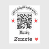 Scan To Accessの結婚Webサイト赤いハートQRコード シール (シート)