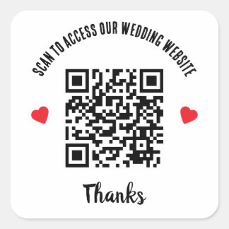Scan To Accessの結婚Webサイト赤いハートQRコード スクエアシール
