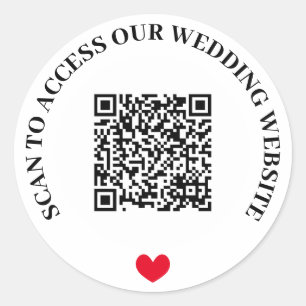 Scan To Accessの結婚Webサイト赤いハートQRコード ラウンドシール