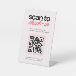 Scan to Check in QR Code Business Tabletop Sign 台座サイン