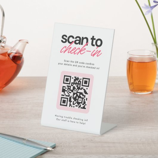 Scan to Check in QR Code Business Tabletop Sign 台座サイン (インサイチュ)