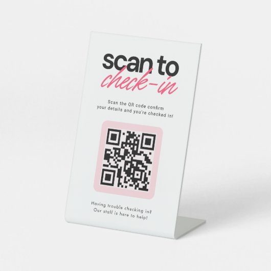 Scan to Check in QR Code Business Tabletop Sign 台座サイン (正面)