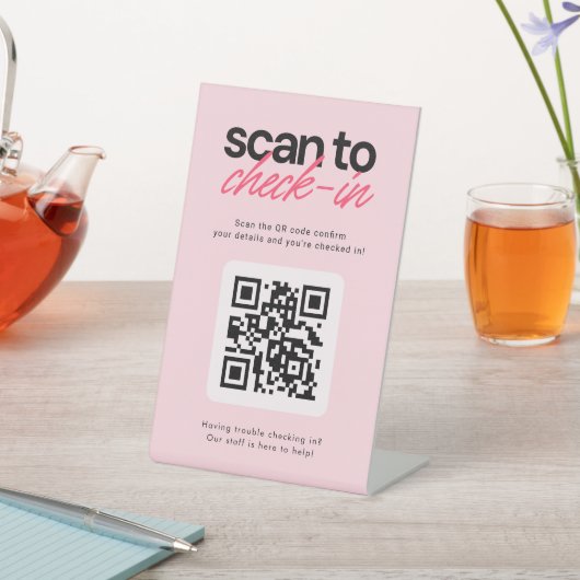 Scan to Check in QR Code Business Tabletop Sign 台座サイン (インサイチュ)
