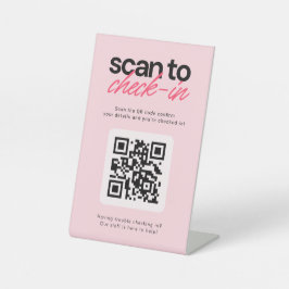 Scan to Check in QR Code Business Tabletop Sign 台座サイン
