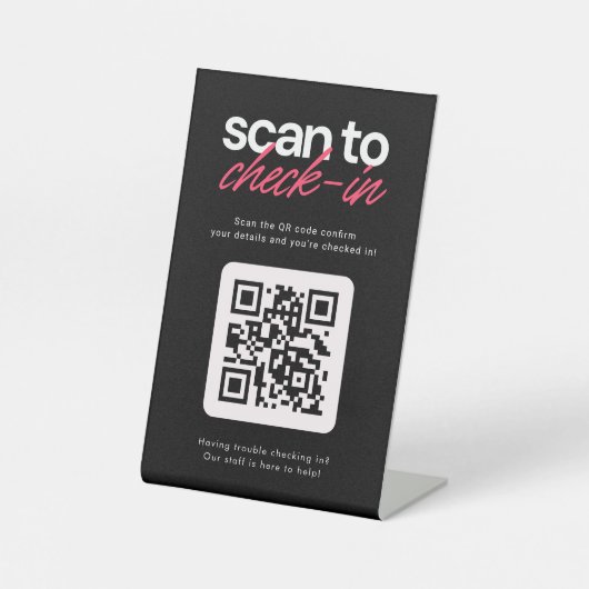 Scan to Check in QR Code Business Tabletop Sign 台座サイン (正面)