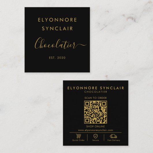 Scan To Order Qr Code スクエア名刺 (正面/裏面)