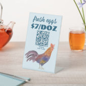 SCAN TO PAY 卵 販売 QR 水彩 ニワトリ 台座サイン (インサイチュ)