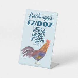 SCAN TO PAY 卵 販売 QR 水彩 ニワトリ 台座サイン