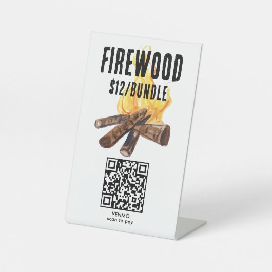 SCAN TO PAY 薪販売QRコード 水彩画 台座サイン (正面)