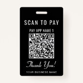 Scan to Pay 2 Payment QR Codes Black バッジ (正面)