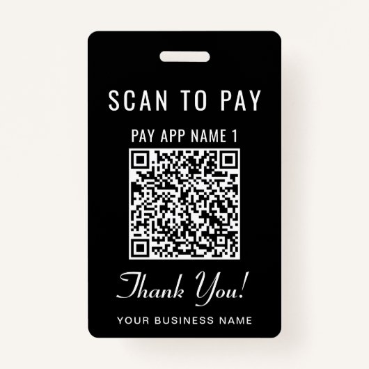 Scan to Pay 2 Payment QR Codes Black バッジ (正面)
