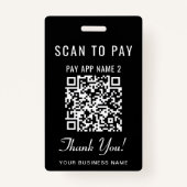Scan to Pay 2 Payment QR Codes Black バッジ (裏面)