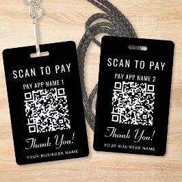 Scan to Pay 2 Payment QR Codes Black バッジ