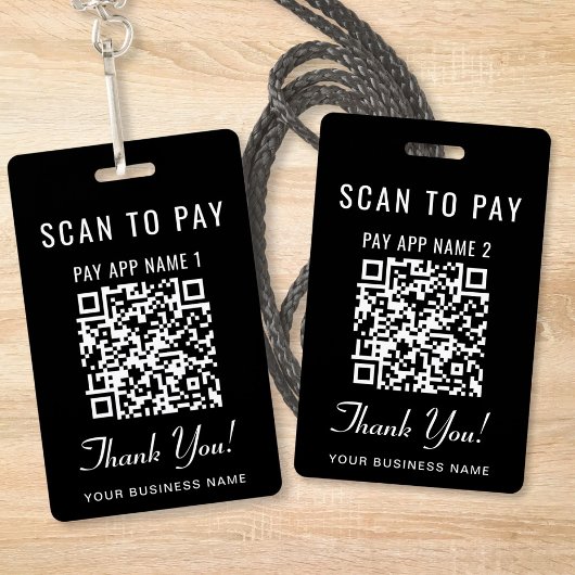 Scan to Pay 2 Payment QR Codes Black バッジ