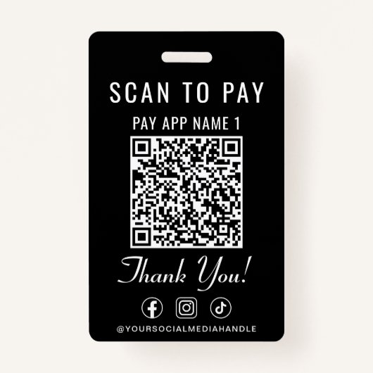 Scan to Pay 2 Payment QR Codes Social Media バッジ (正面)