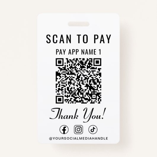 Scan to Pay 2 Payment QR Codes Social Media バッジ (正面)