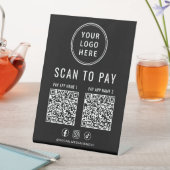 Scan to Pay 2 QRコード ビジネス ロゴ ブラック 台座サイン (インサイチュ)