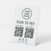 Scan to Pay 2 QR Codes Business Logo 台座サイン (正面)