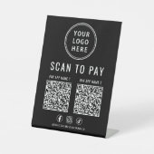 Scan to Pay 2 QR Codes Business Logo Black 台座サイン (正面)
