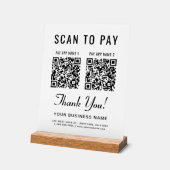 Scan to Pay 2 QR Codes Tabletop アクリルサイン (傾斜)