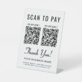 Scan to Pay 2 QR Codes Tabletop 台座サイン (正面)