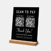 Scan to Pay 2 QR Codes Tabletop Black アクリルサイン (傾斜)