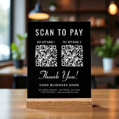 Scan to Pay 2 QR Codes Tabletop Black アクリルサイン