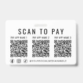 Scan to Pay 3 Payment QR Codes Social Media バッジ (裏面)