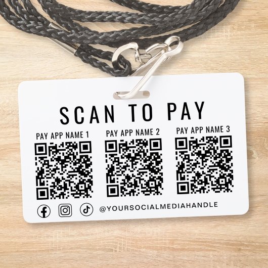 Scan to Pay 3 Payment QR Codes Social Media バッジ