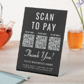 Scan to Pay 3 QR Codes Black Tabletop 台座サイン (インサイチュ)