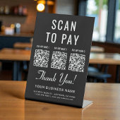 Scan to Pay 3 QR Codes Black Tabletop 台座サイン