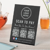 Scan to Pay 3 QR Codes Business Logo 台座サイン (インサイチュ)