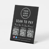 Scan to Pay 3 QR Codes Business Logo 台座サイン (正面)