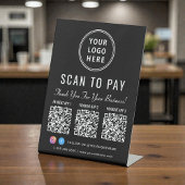 Scan to Pay 3 QR Codes Business Logo 台座サイン