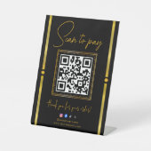 Scan to Pay Black & Gold Logo Payment QR Codes 台座サイン (正面)