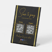 Scan to Pay Black & Gold Logo Payment QR Codes 台座サイン (正面)