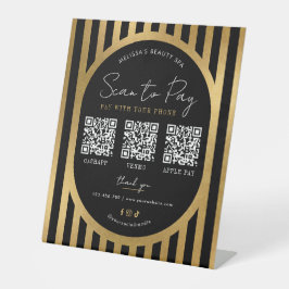 Scan to Pay Black & Gold Modern Payment 3 QR Codes 台座サイン