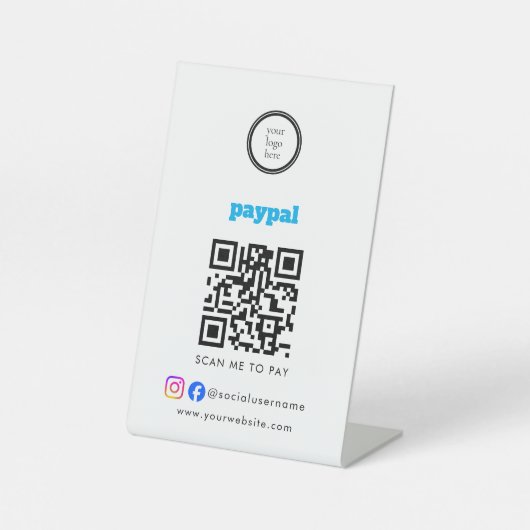 Scan To Pay Business Logo Qr Code 台座サイン (正面)