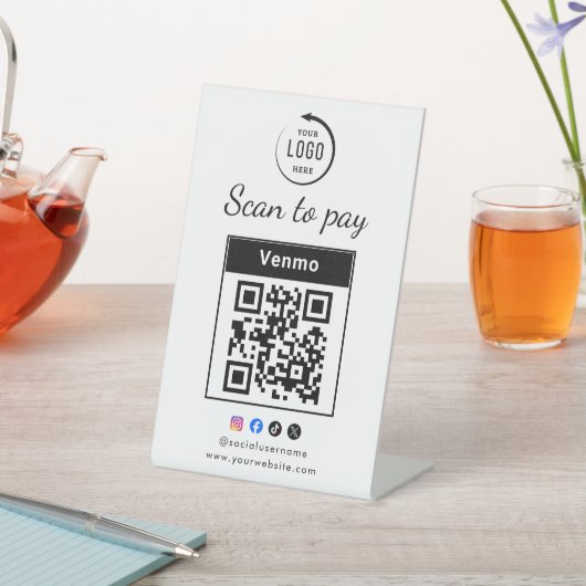 Scan To Pay Business Logo Qr Code 台座サイン (インサイチュ)