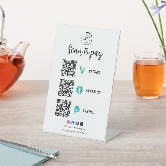 Scan To Pay Business Logo Qr Code 台座サイン (インサイチュ)