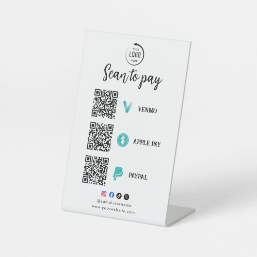Scan To Pay Business Logo Qr Code 台座サイン (正面)