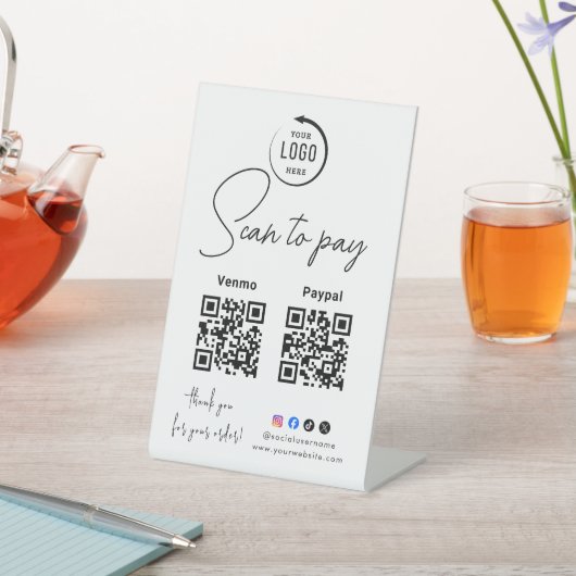 Scan To Pay Business Logo Qr Code 台座サイン (インサイチュ)
