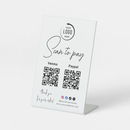 Scan To Pay Business Logo Qr Code 台座サイン (正面)