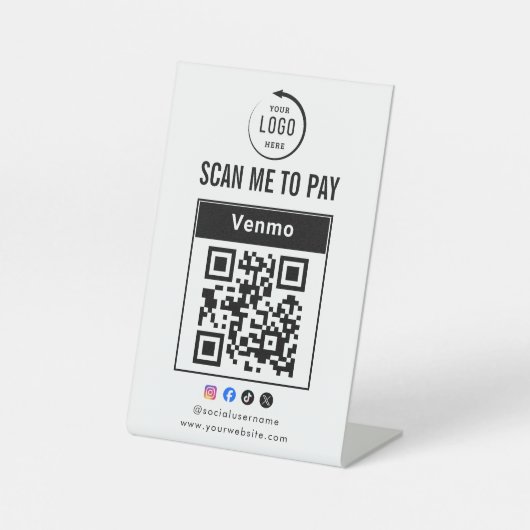 Scan To Pay Business Logo Qr Code 台座サイン (正面)