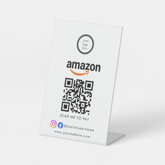 Scan To Pay Business Logo Qr Code 台座サイン (正面)