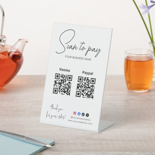 Scan To Pay Business Logo Qr Code 台座サイン (インサイチュ)