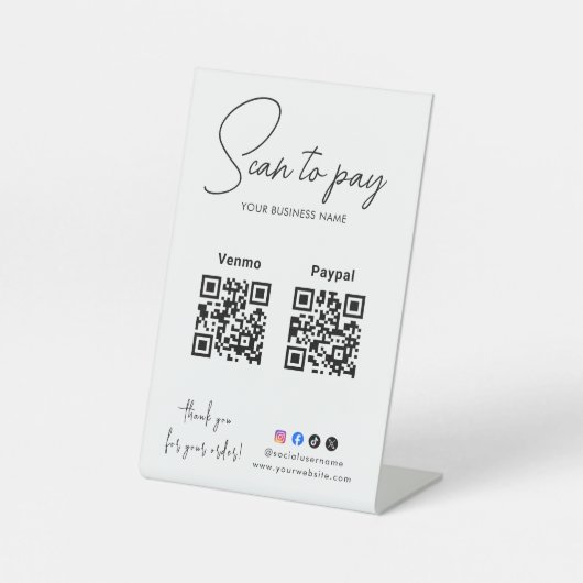 Scan To Pay Business Logo Qr Code 台座サイン (正面)