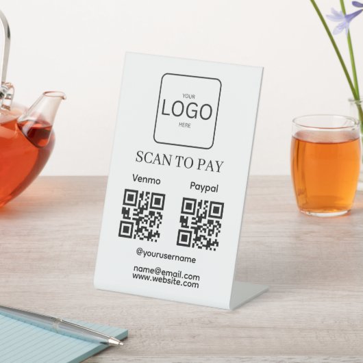 Scan To Pay Business Logo Qr Code Pedestal Sign 台座サイン (インサイチュ)